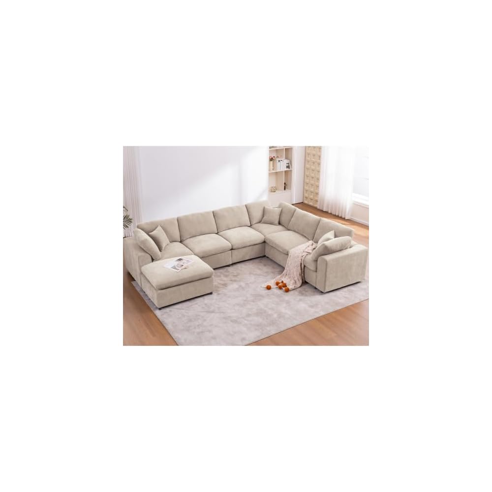 Oversized Modular Sectional Sofa Couch for Living Room, Light Camel