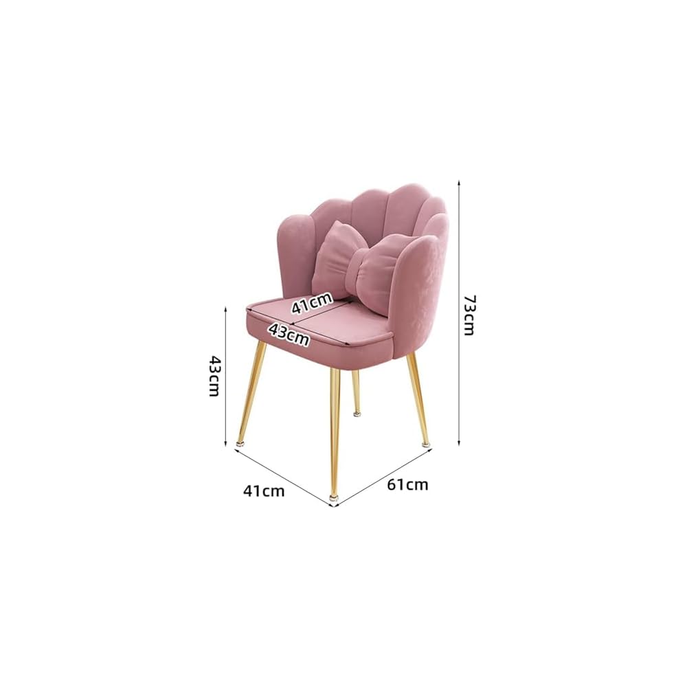 Modern Minimalist Petal Makeup Chair Velvet Mid-Back Swivel Chair Height Adjustable Ergonomic Computer Desk Chair with Backrest Dining Chair for Dining Room Bedroom Vanity