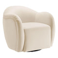 Modway Compose Performance Velvet Swivel Armchair in Alabaster - Barrel Accent Chair - Comfy Round Single Sofa Chair with 360° Rotation - Modern Upholstered Club Chair for Living Room, Bedroom