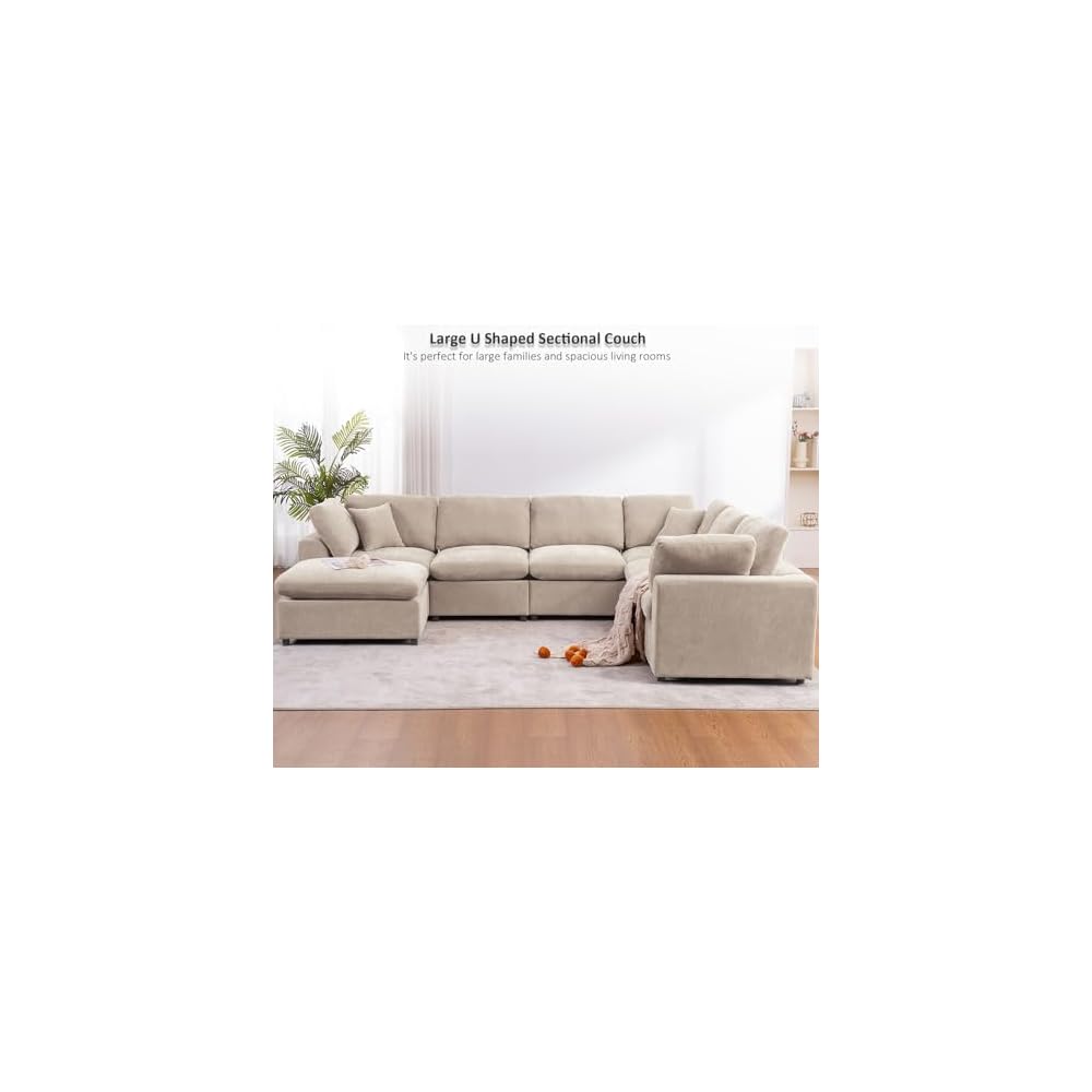 Oversized Modular Sectional Sofa Couch for Living Room, Light Camel