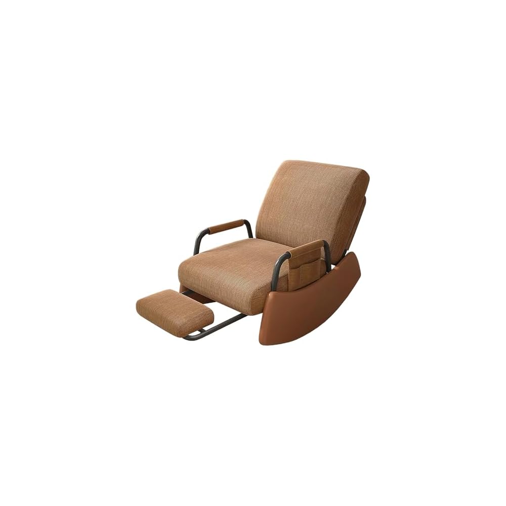 Rocking Chair with Retractable Footrest, Adjustable Backrest, Upholstered Rocker Chair with Side Pocket, Nursery Relax Armchair, Modern Leisure Recliner, for Bedroom, Living Room (Color :