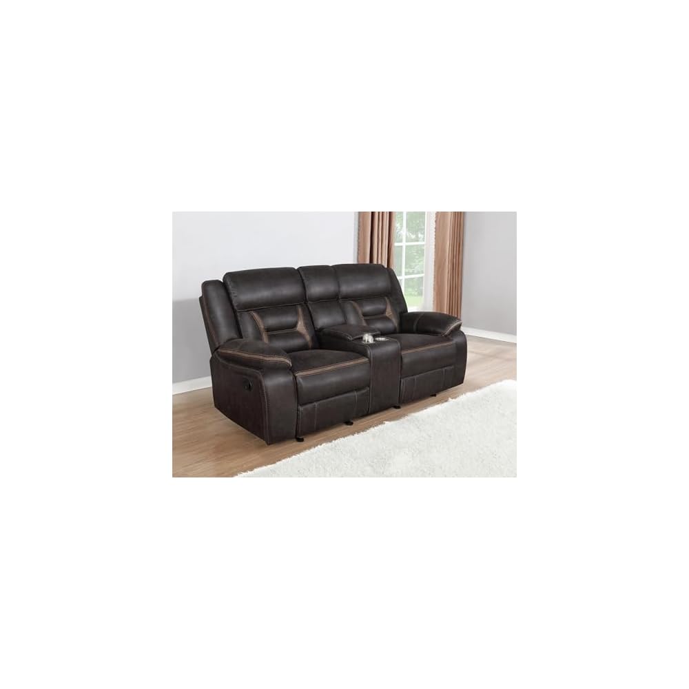 Coaster Greer Reclining Glider Loveseat with USB Charging, Brown 651355