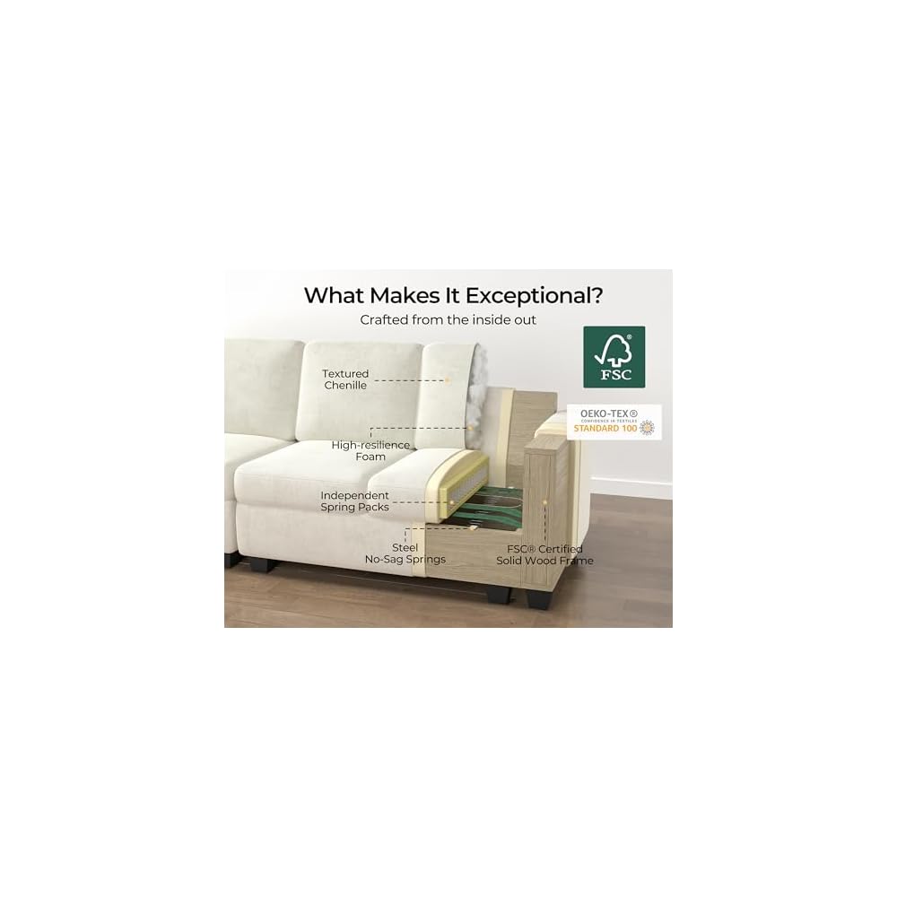 125" Modular Power Reclining Sectional 3 Seater Sofa with Ottoman, Chenille
