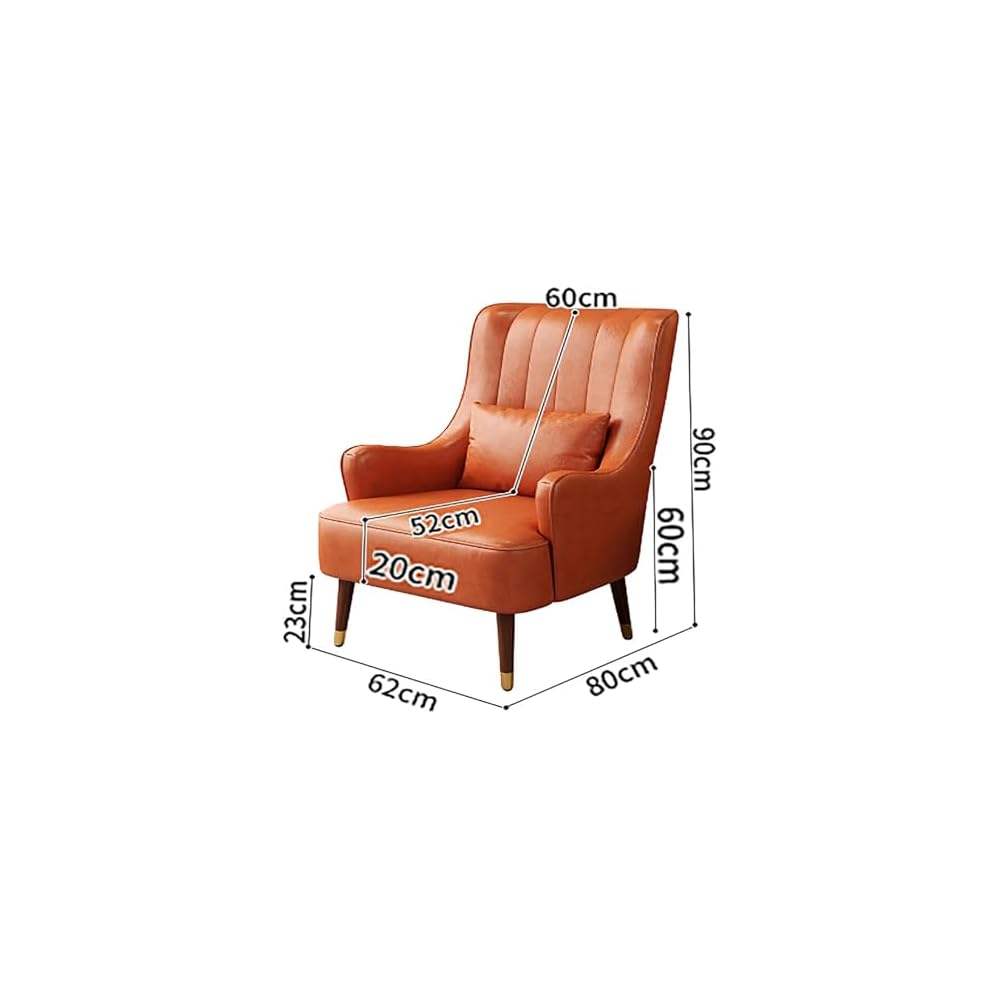 PU Leather Accent Chair Italian Style Single Sofa Genuine Leather Cigar American Style Exquisite Furniture Compression Resistant & Collapse Resistant for Living Lounge Whisky Bar(with Footstool)