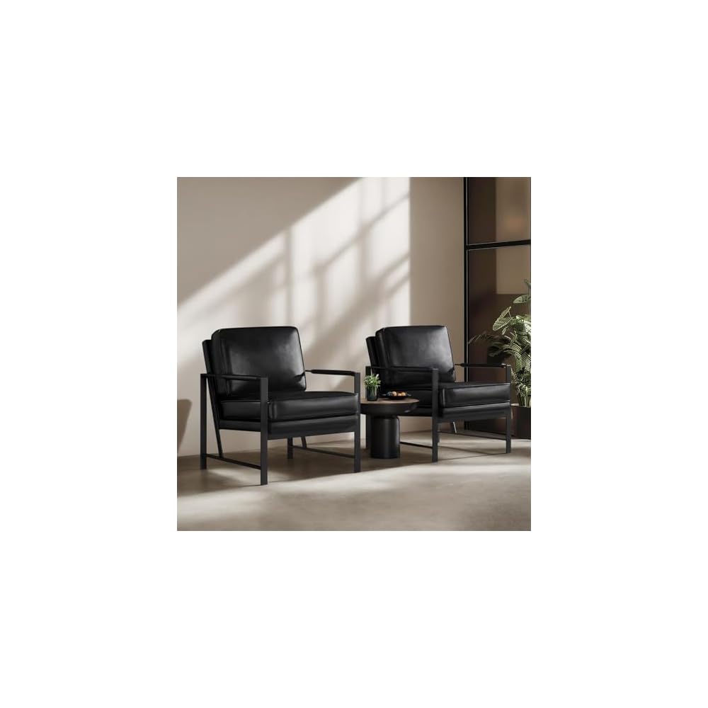 Yaheetech Mid-Century Modern Accent Chairs Set of 2, Black