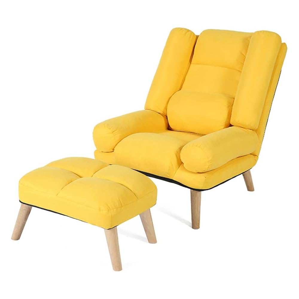 Modern Yellow Recliner Chair with Adjustable Armrest and Foot Rest for Living Room Office Dormitory Bedroom Ergonomic Design for Elderly Comfort
