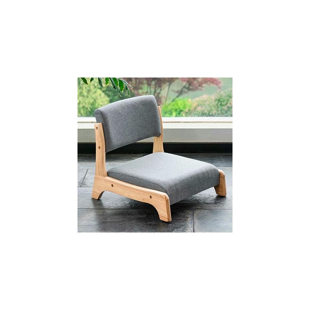 Floor Chair Tatami Chair Made of Wood, high Resilience, Foam Cushion, Solid Wood Back, Perfect for Living Room, Reading, Games, Comfortable Wooden Floor Chair