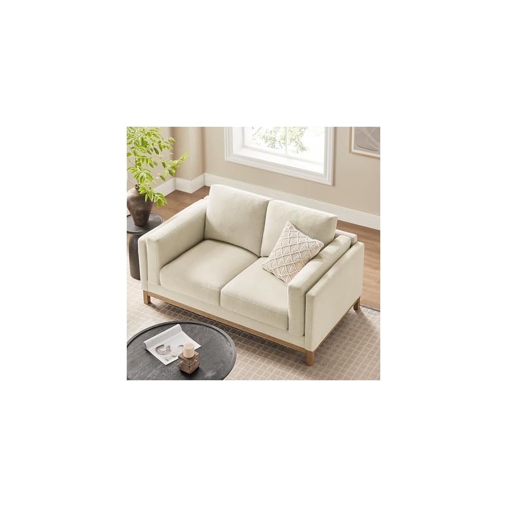 Modway Roscoe 63 Inch Fabric Loveseat in Ivory - Comfortable Upholstered 2 Seater Couch for Living Room, Apartment, or Office Seating