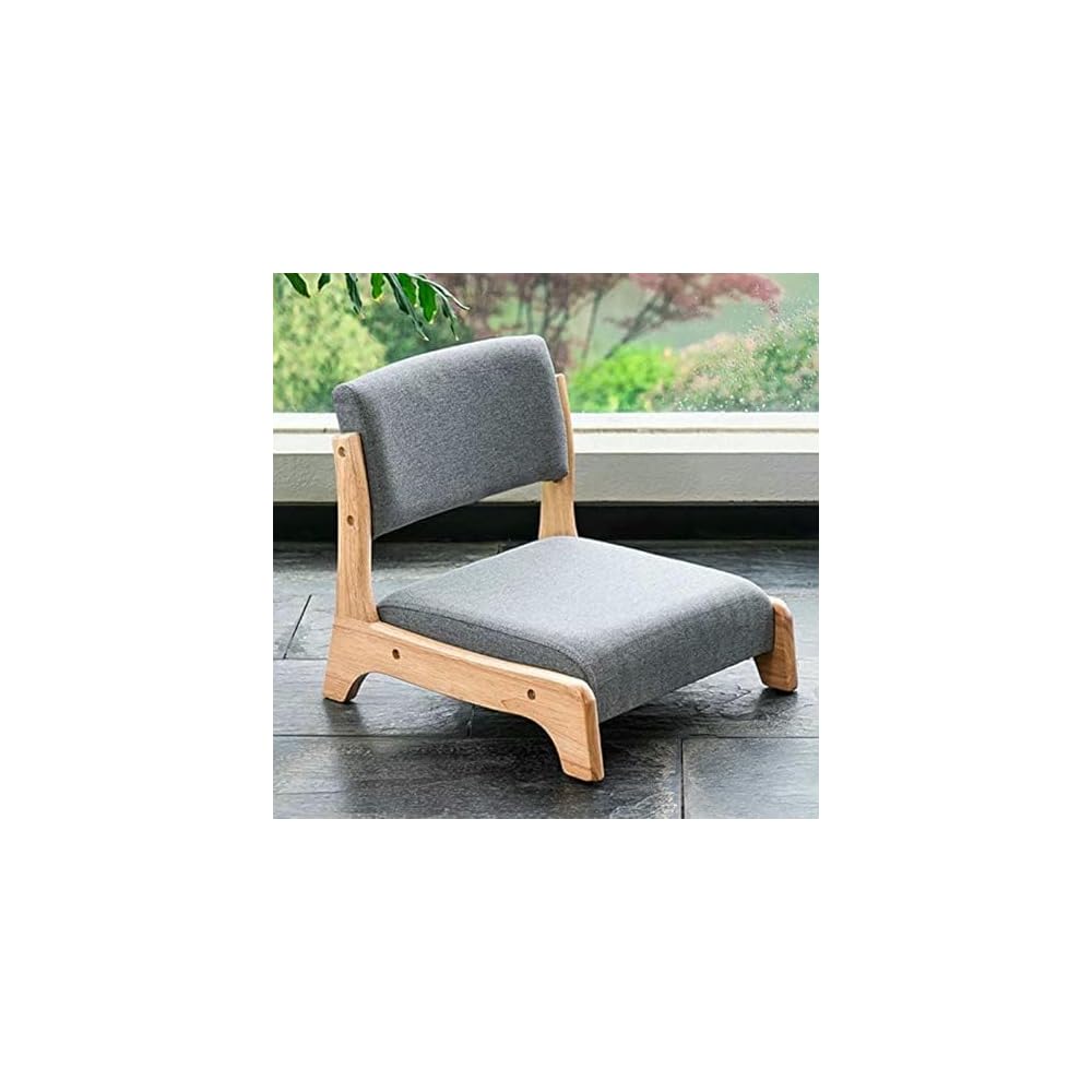 Floor Chair Tatami Chair Made of Wood, high Resilience, Foam Cushion, Solid Wood Back, Perfect for Living Room, Reading, Games, Comfortable Wooden Floor Chair