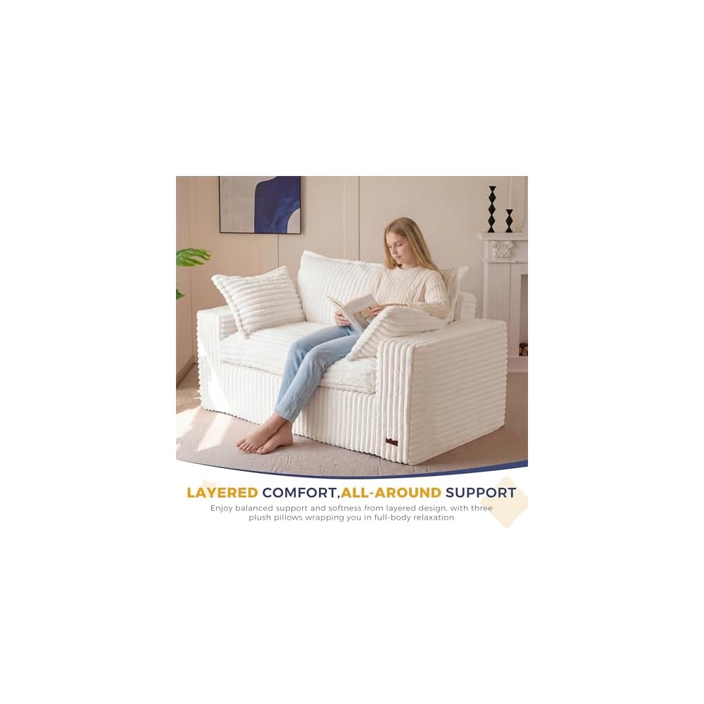 MAXYOYO Boneless Couch, 59-Inch Couch in a Box, Deep Loveseat