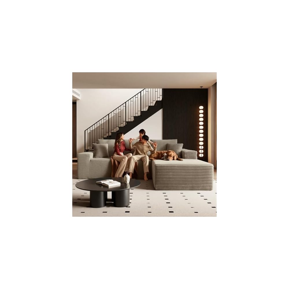 Boneless Couch Comfy Sectional Couches for Living Room,U Shaped Modular Cloud Couch Sofa, Minimalist Modular Sectional Sofa with Deep Seat