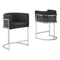 Best Quality Furniture TM THE Best Choice for Your Home Modern Honeycomb Armchairs with Chrome Base, Silver or Gold Frame Options (Teddy Fabric, Black/Silver, Counter Height Chair)