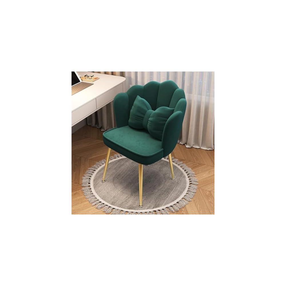 Modern Minimalist Petal Makeup Chair Velvet Mid-Back Swivel Chair Height Adjustable Ergonomic Computer Desk Chair with Backrest Dining Chair for Dining Room Bedroom Vanity