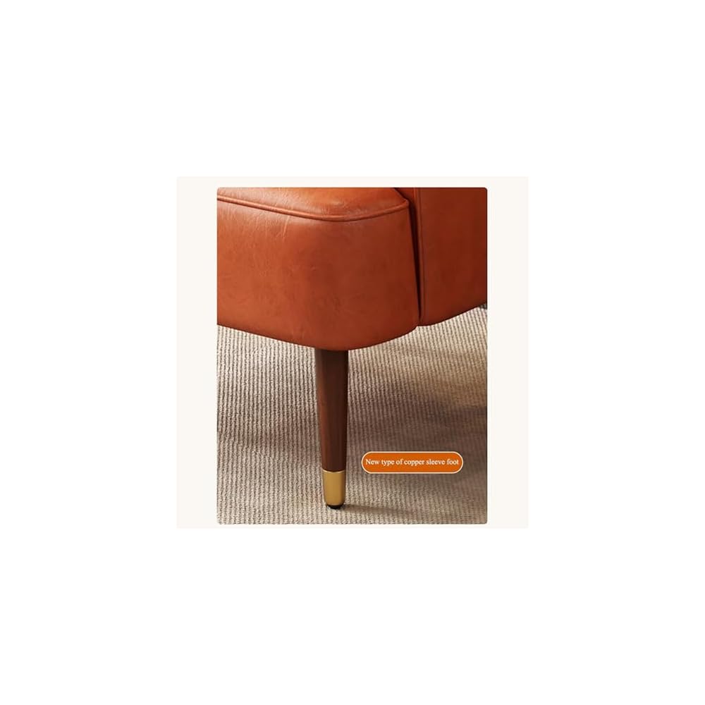 PU Leather Accent Chair Italian Style Single Sofa Genuine Leather Cigar American Style Exquisite Furniture Compression Resistant & Collapse Resistant for Living Lounge Whisky Bar(with Footstool)