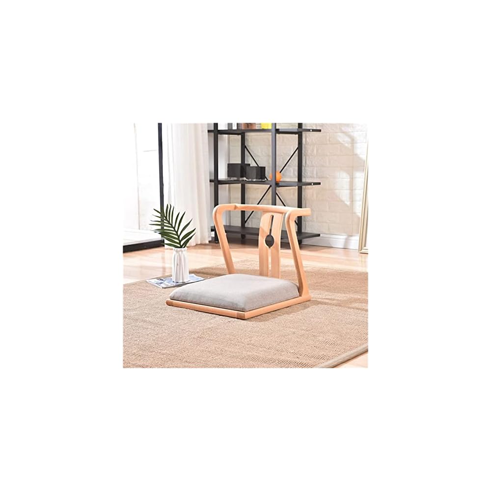 Living Room Chair Wooden Padded Floor Tatami with Back Support for Video-Gaming Reading