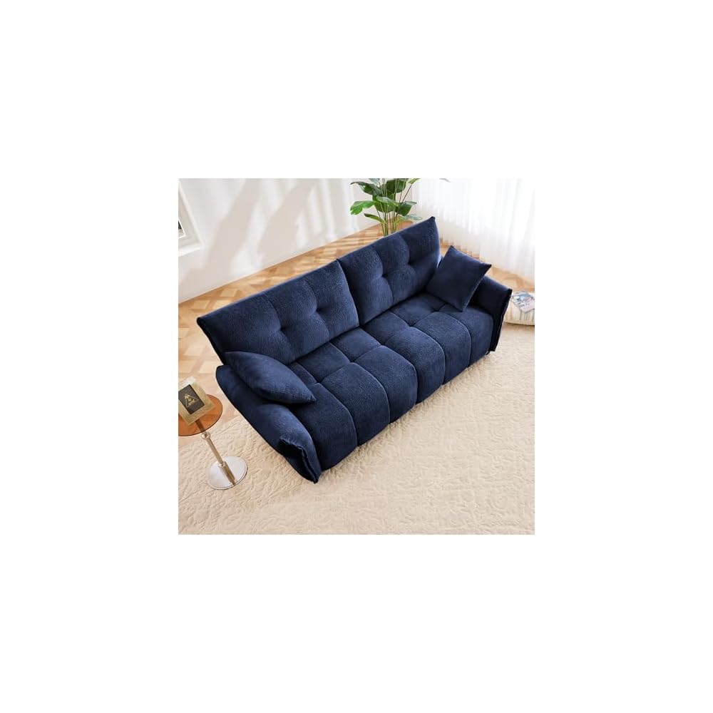 Aoowow Modular Sectional Sofa, 78.7” Comfy Chenille Loveseat Sofa Couch Upholstered 2-Seater Couches with Pillows for Living Room Apartment Office,Blue