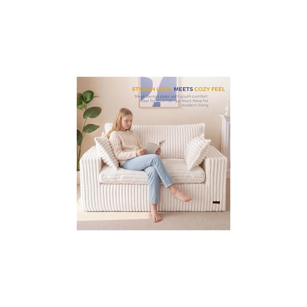 MAXYOYO Boneless Couch, 59-Inch Couch in a Box, Deep Loveseat