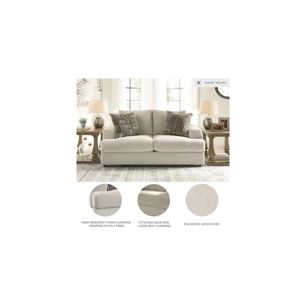 Signature Design by Ashley Soletren Loveseat, Stone Chenille Sofa Couch