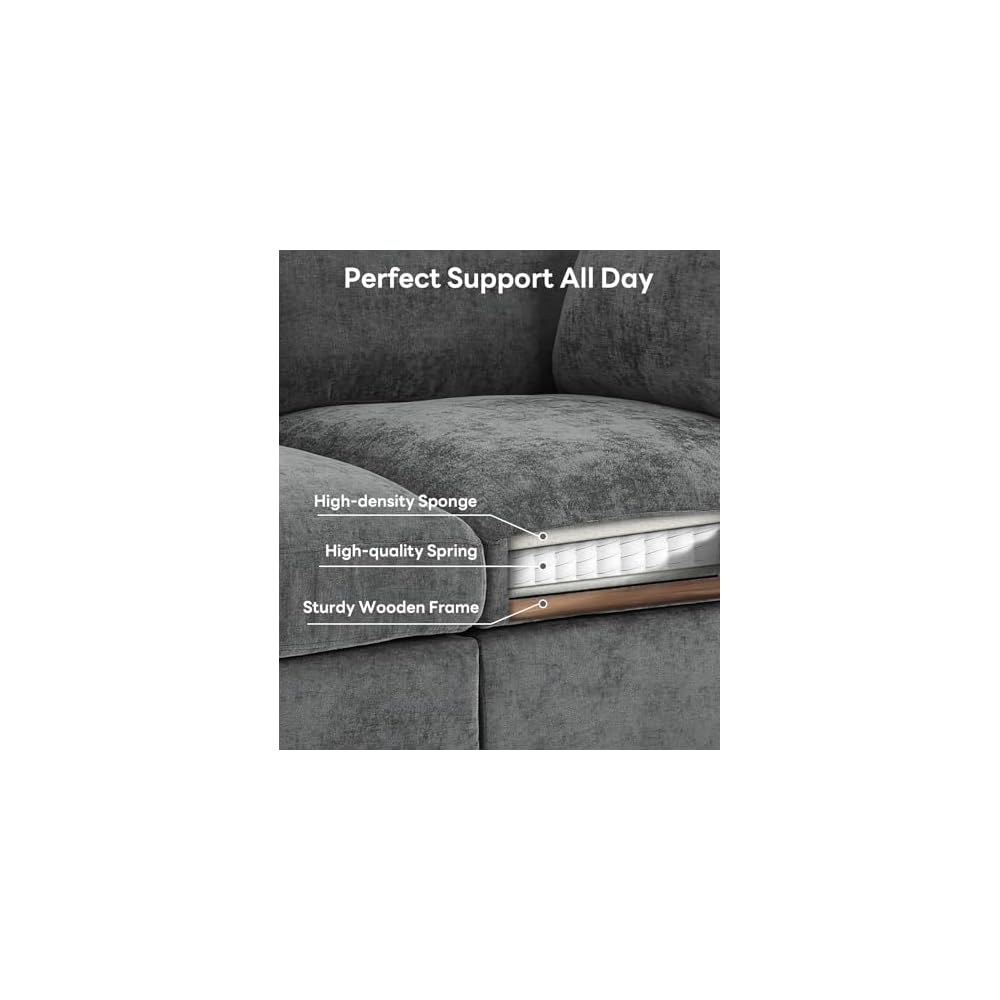 Tbfit Modular Sectional Couch 8 Seat, Cloud Sofa for Living Room, Chenille Sofa Set with Ottoman, Grey