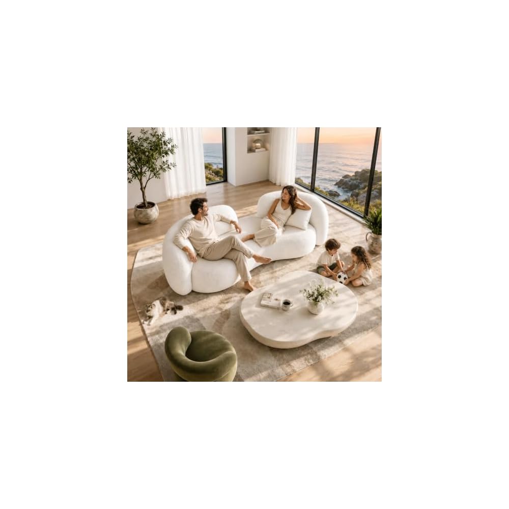 Curved Cream Style Sofa Living Room 2026 new Small Apartment Simple Modern Beauty Salon Store Lounge Area Creativity Settee Reception Company Office Couch