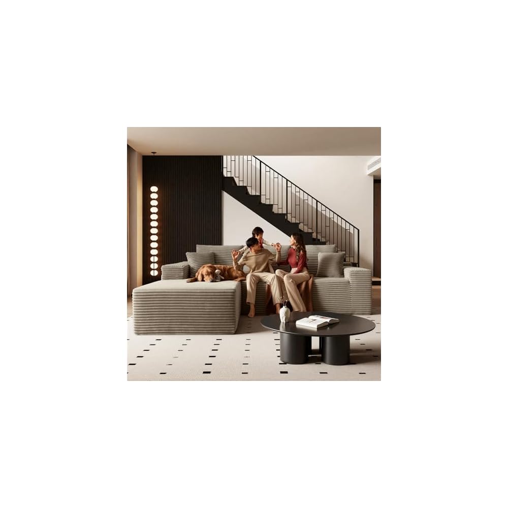 Boneless Couch Comfy Sectional Couches for Living Room,U Shaped Modular Cloud Couch Sofa, Minimalist Modular Sectional Sofa with Deep Seat