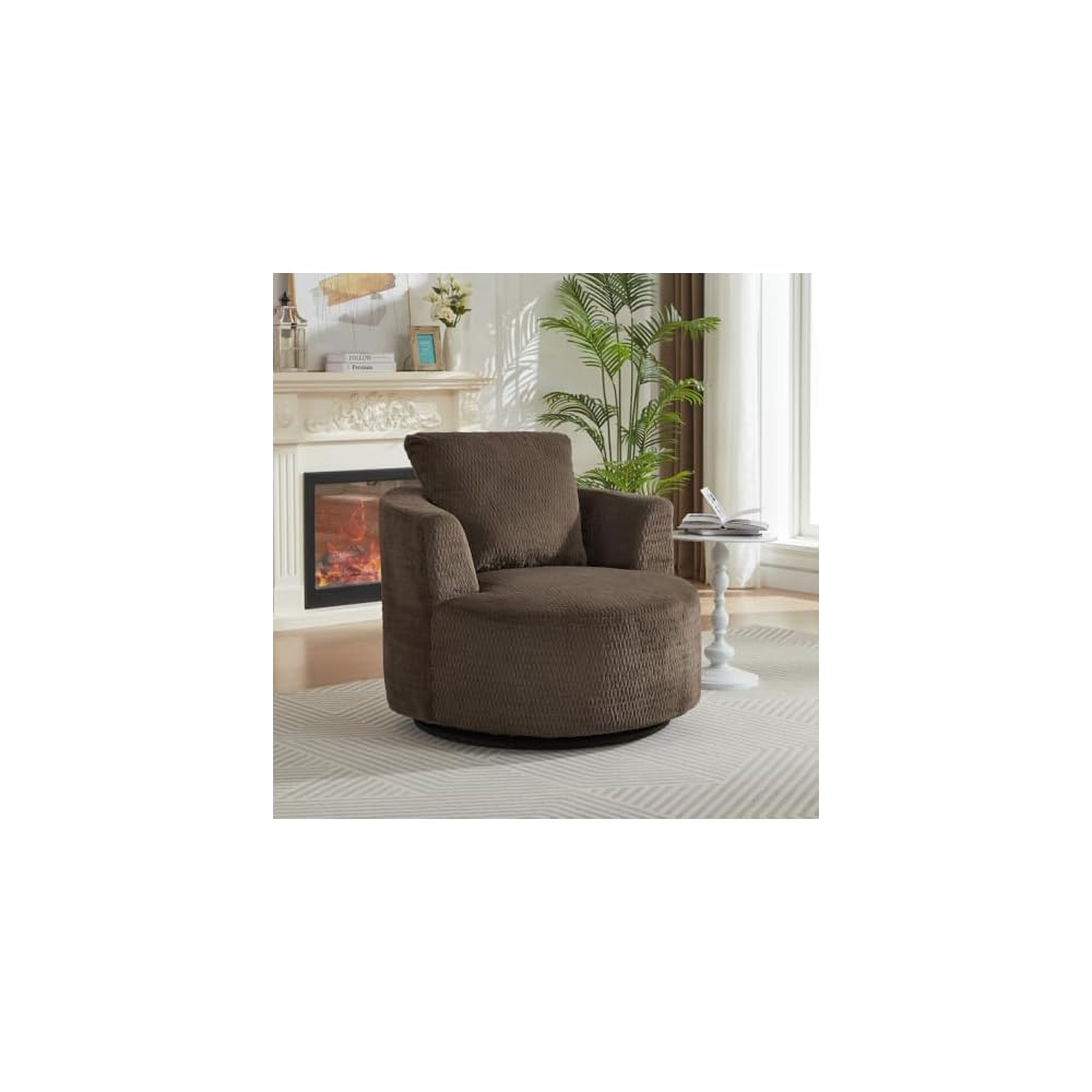Compressible 360° Swivel Accent Chair, Stylish Plush Comfort, Sturdy Base, Versatile for Living Room, Office & Apartment (Dark Blue)