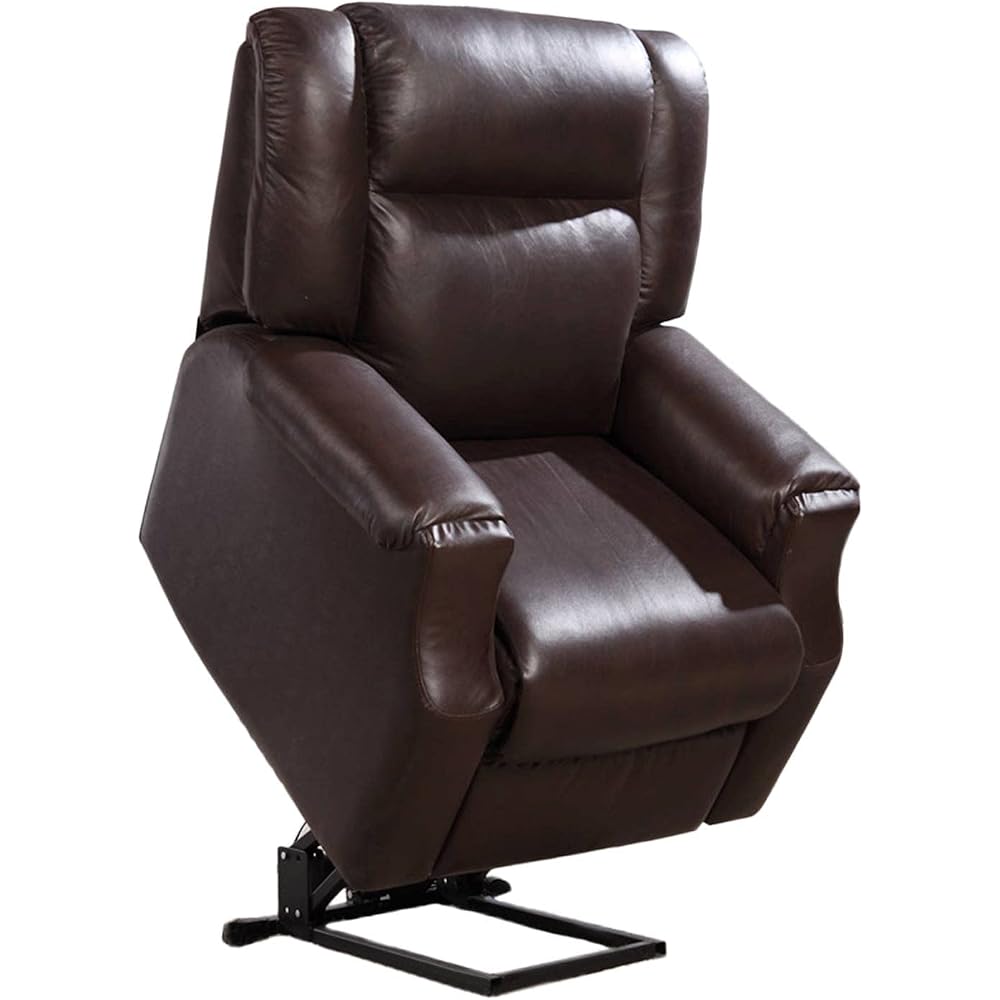 Power Lift Recliner Chair Electric Lift Chair for Elderly Easy to Install Easy to Clean Leather Living Room Chair Sofa (Dark Brown)