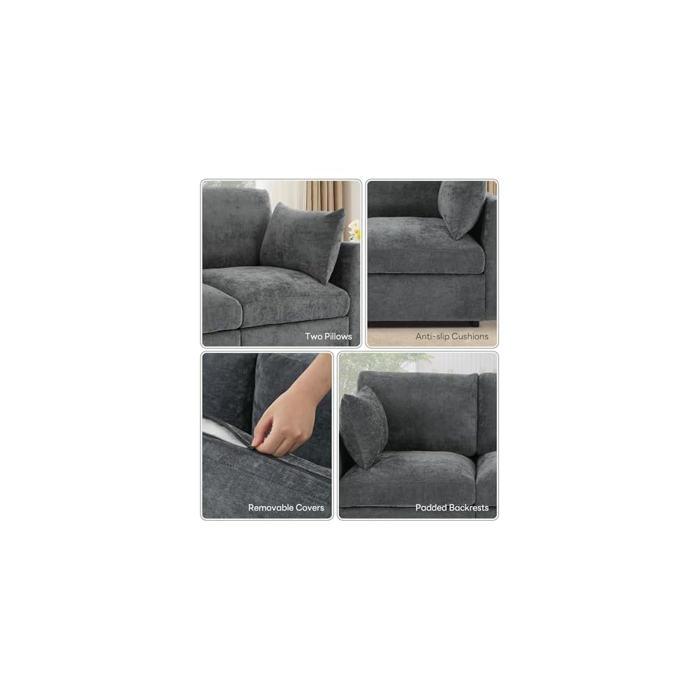 Tbfit Modular Sectional Couch 8 Seat, Cloud Sofa for Living Room, Chenille Sofa Set with Ottoman, Grey