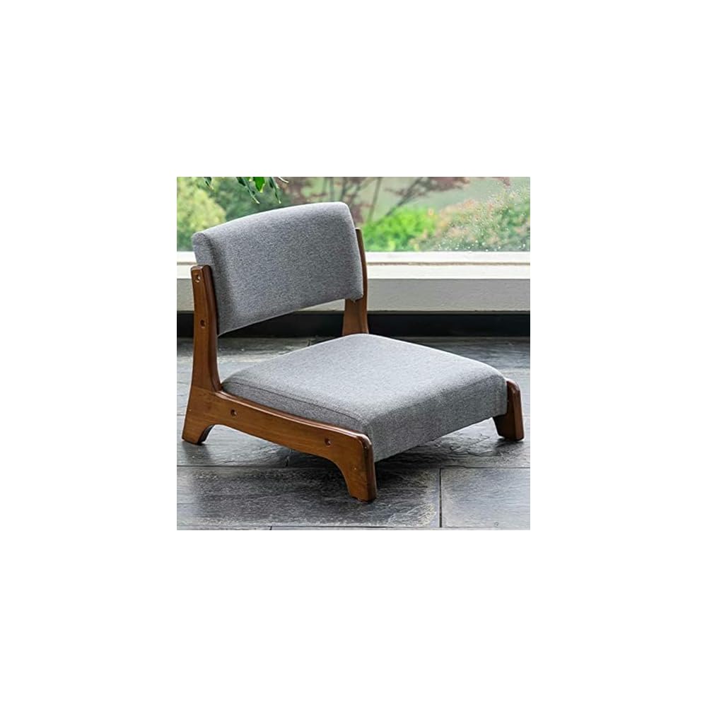 Floor Chair Tatami Chair Made of Wood, high Resilience, Foam Cushion, Solid Wood Back, Perfect for Living Room, Reading, Games, Comfortable Wooden Floor Chair
