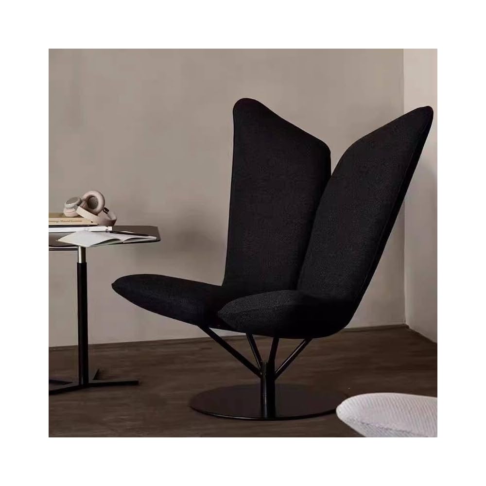 Modern Swivel Accent Chair Wingback Lounge Chair, Upholstered Fabric Single Sofa Chair with 360° Rotating Base for Living Room Bedroom Office (Blue)