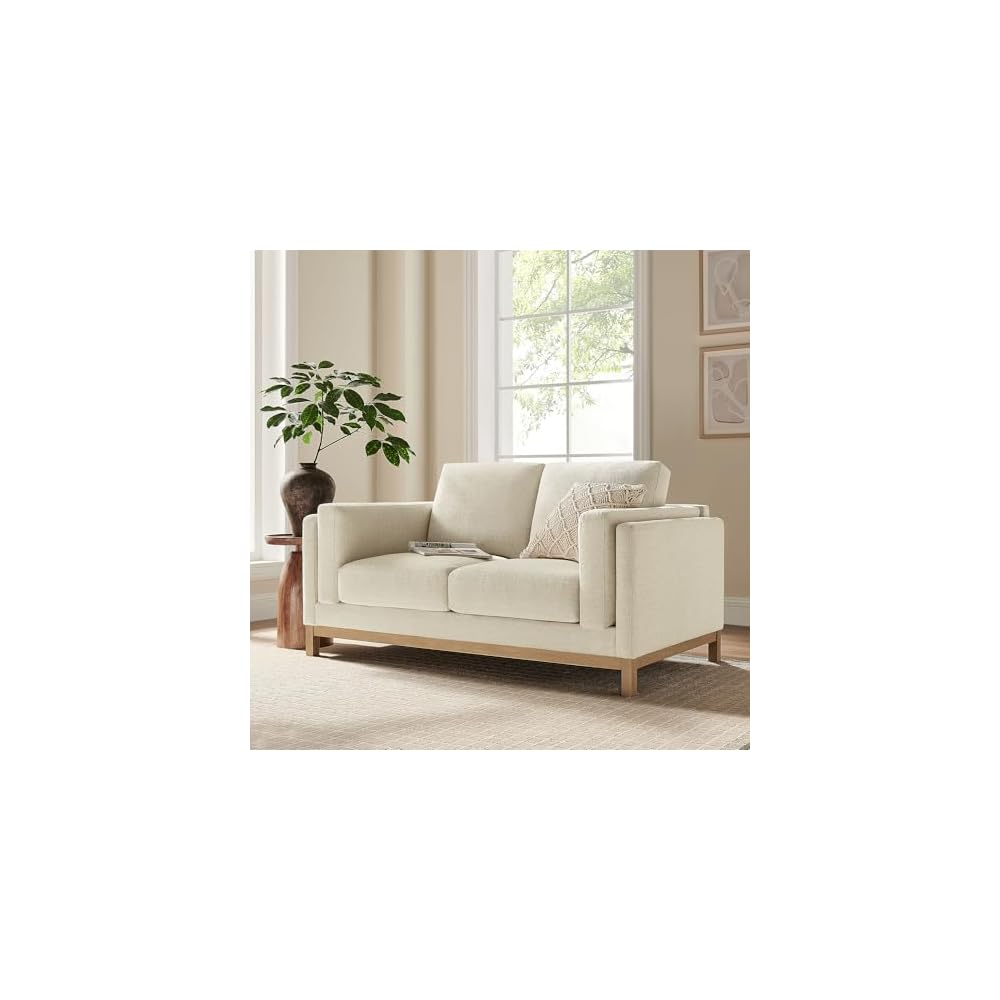 Modway Roscoe 63 Inch Fabric Loveseat in Ivory - Comfortable Upholstered 2 Seater Couch for Living Room, Apartment, or Office Seating