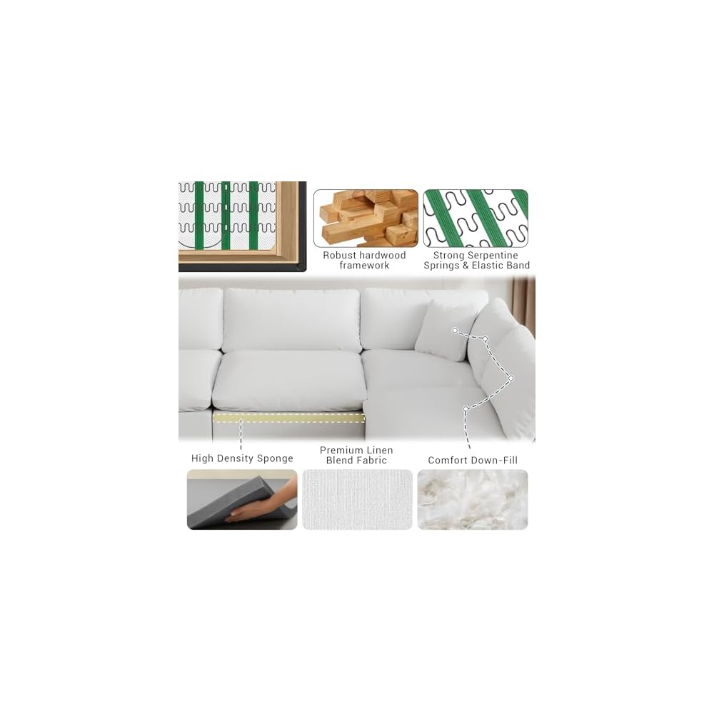 Oversized Cloud Sectional Couch, Loveseat Modular Cloud Sofa,White