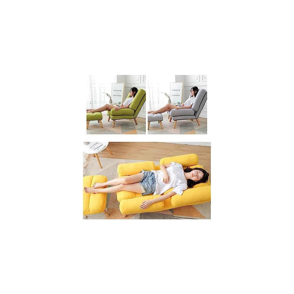 Modern Yellow Recliner Chair with Adjustable Armrest and Foot Rest for Living Room Office Dormitory Bedroom Ergonomic Design for Elderly Comfort