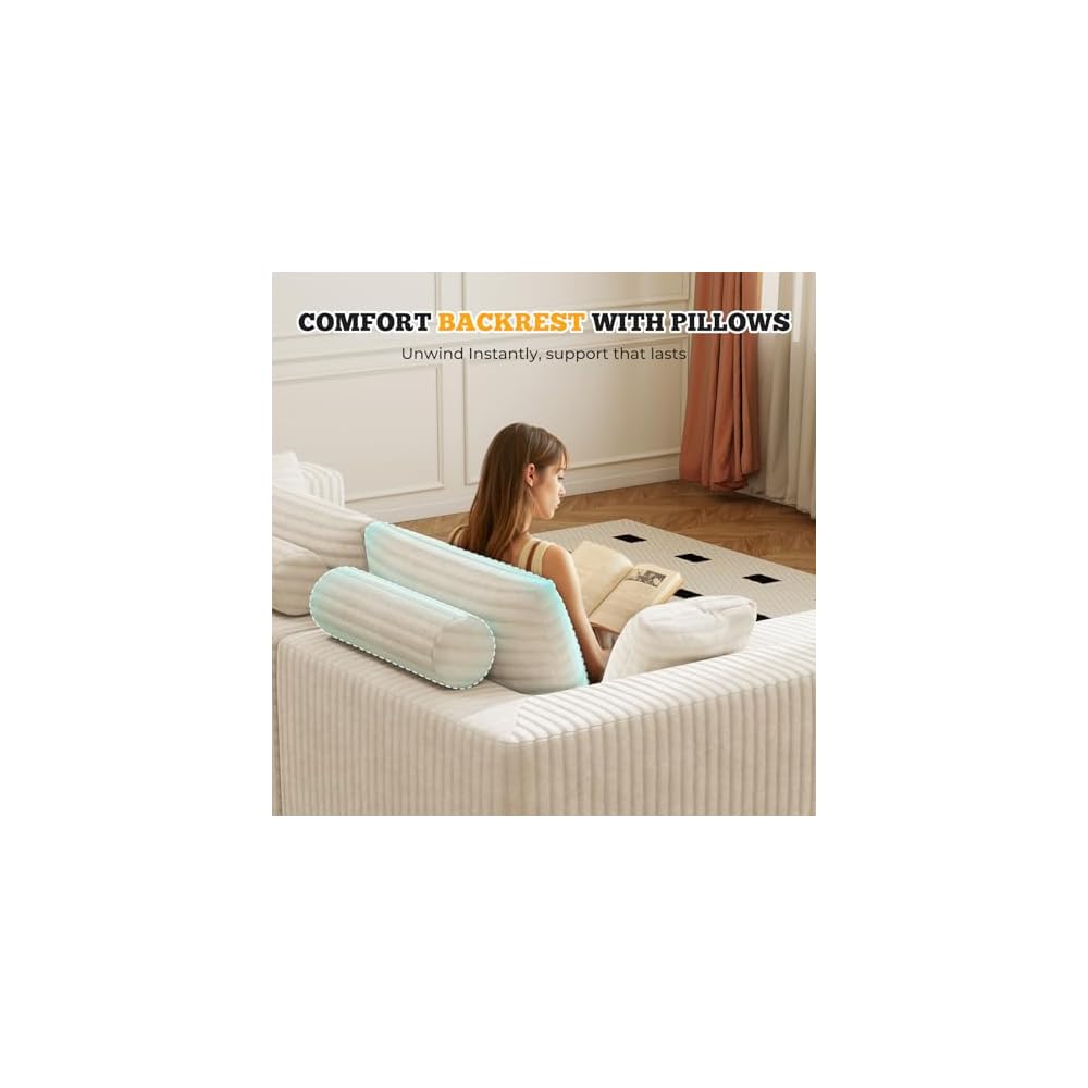 81" Cloud Loveseat Sofa in a Box, No Assembly Required Comfy Deep Seat Boneless Couch, Modern Small Couches for Living Room, Bedroom, Apartment, Beige 1 PCS