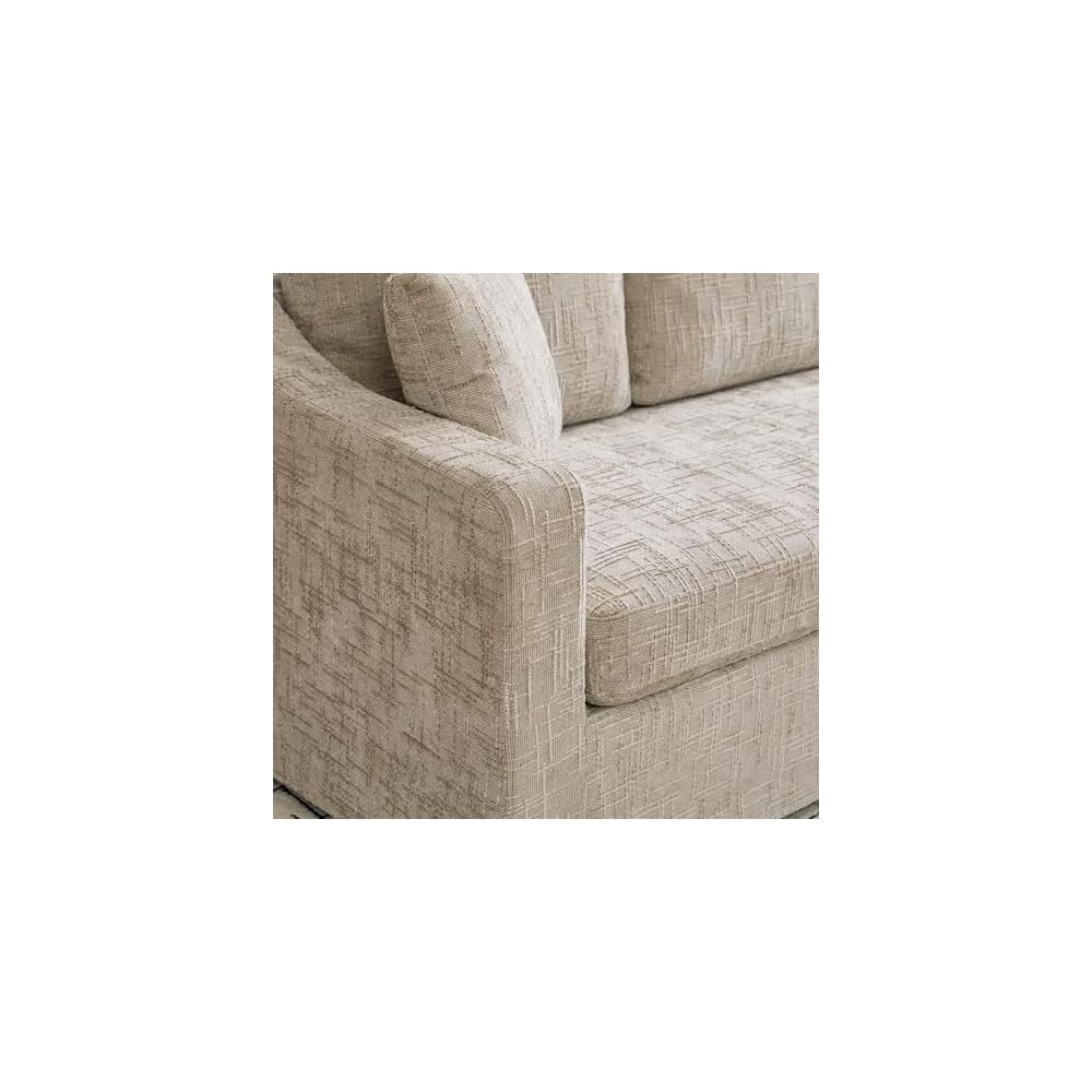 Modern Casual Sofa 83.86" Wide, Chenille Fabric, Deep Seat, 3-Seater with Removable Cover for Living Room, Bedroom, Apartment, Wheat
