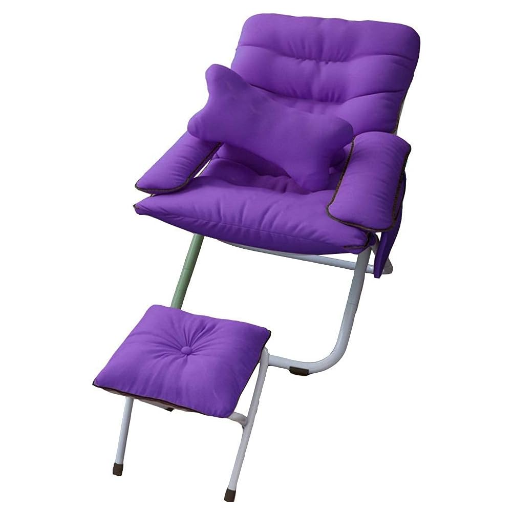 Renovation House Chairs Reclining Chair Folding Chair Lazy Couch Living Room Adjustable Recliner Dormitory Chair with Footstool and Pillow Including Detachable Cotton Cover Durable (Color : Pink)