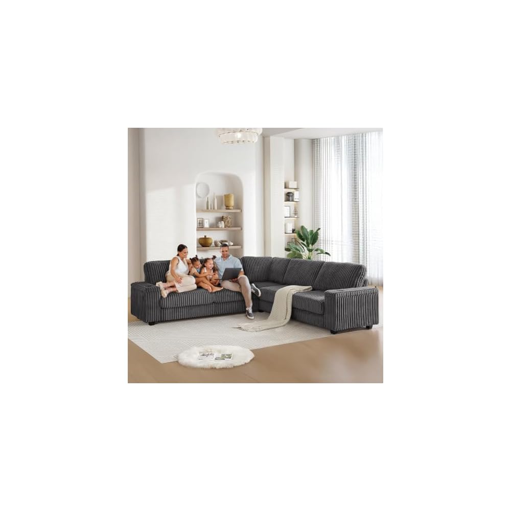 MAKIAAP 106" Oversized L-Shaped Sectional Couches for Living Room (Gray)