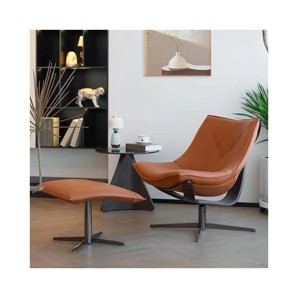 Modern Swivel Accent Chair, Microfiber Leather Lounge Chair with Metal Base for Living Room, Office, Bedroom