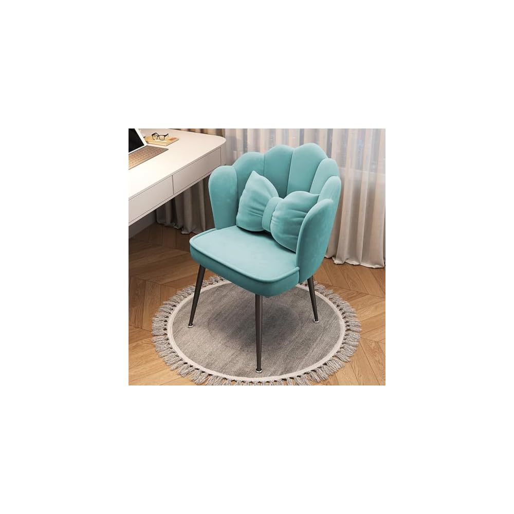 Modern Minimalist Petal Makeup Chair Velvet Mid-Back Swivel Chair Height Adjustable Ergonomic Computer Desk Chair with Backrest Dining Chair for Dining Room Bedroom Vanity