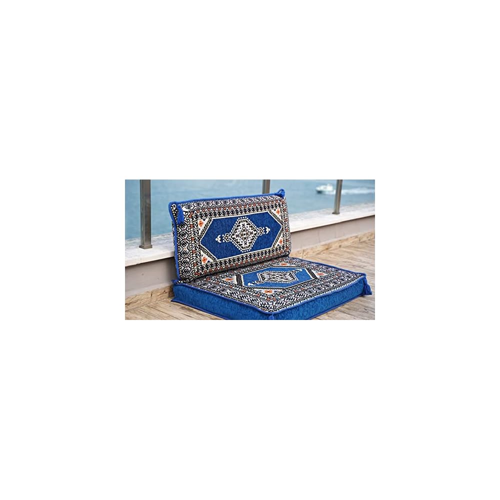 arabicsofa Single Turkish Floor Cushion – Traditional Arabic Jalsa Seating Set – Oriental Living Room Sofa with Backrest Pillows