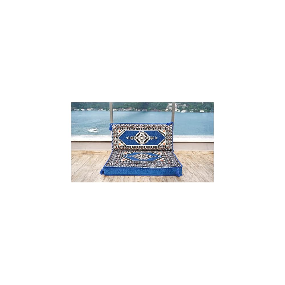 arabicsofa Single Turkish Floor Cushion – Traditional Arabic Jalsa Seating Set – Oriental Living Room Sofa with Backrest Pillows