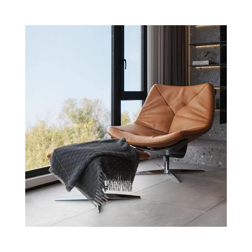 Modern Swivel Accent Chair, Microfiber Leather Lounge Chair with Metal Base for Living Room, Office, Bedroom