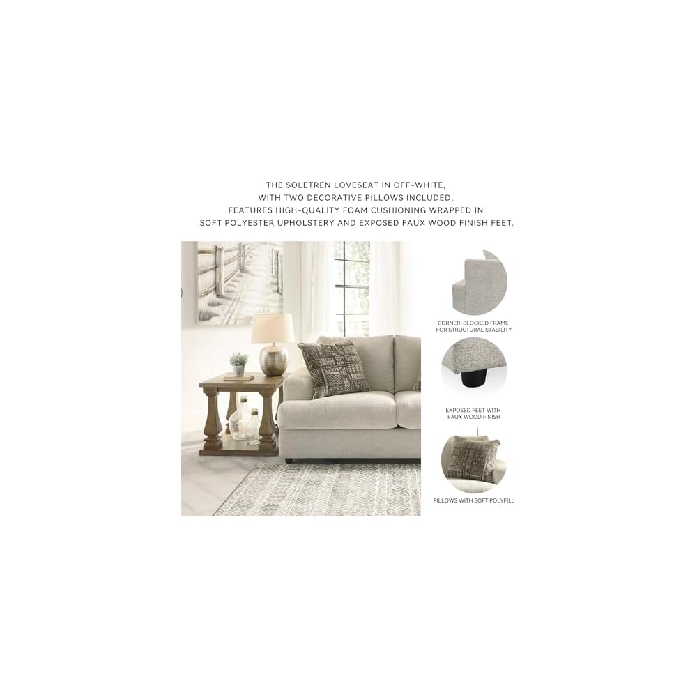 Signature Design by Ashley Soletren Loveseat, Stone Chenille Sofa Couch