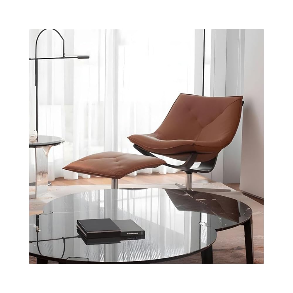 Modern Swivel Accent Chair, Microfiber Leather Lounge Chair with Metal Base for Living Room, Office, Bedroom