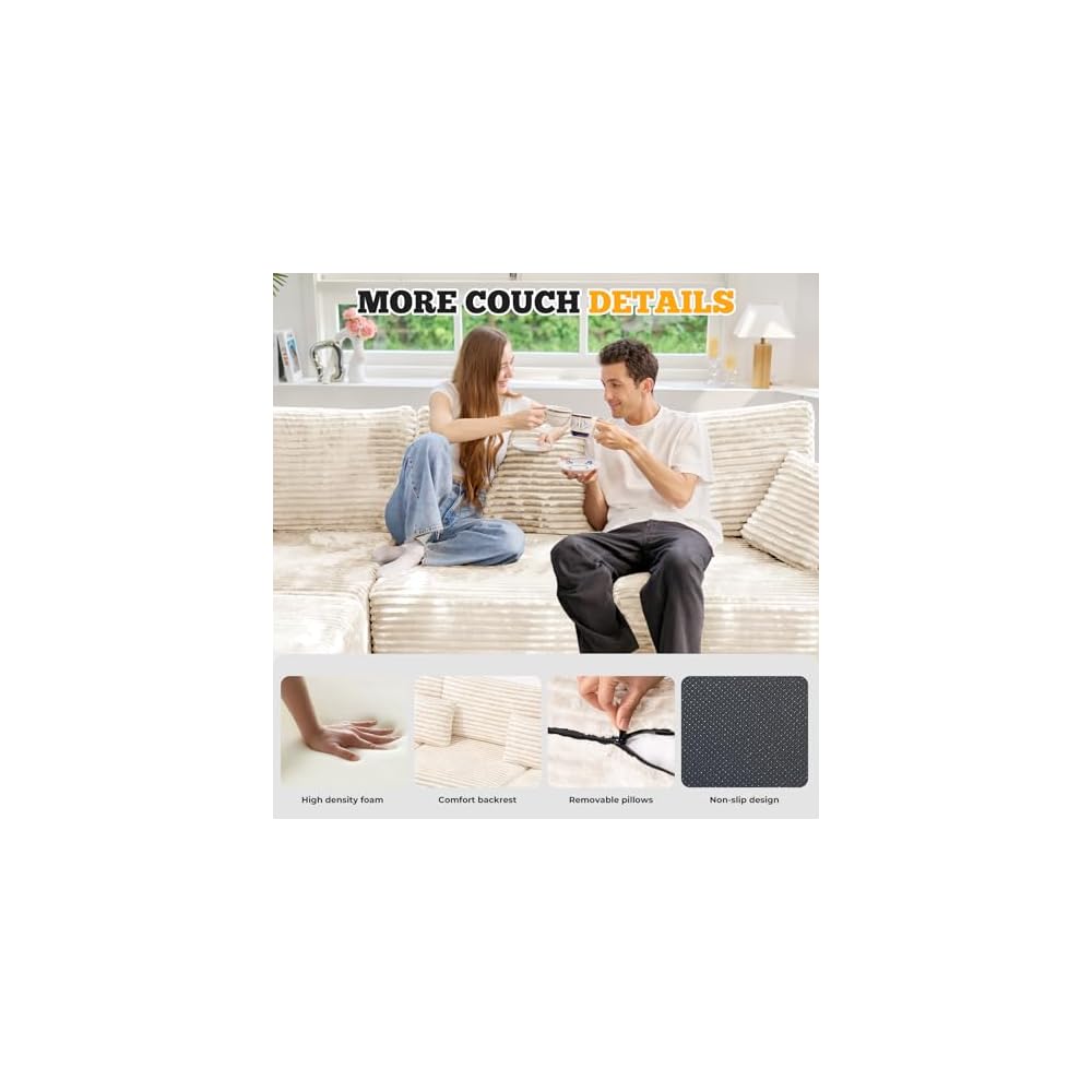 81" Cloud Loveseat Sofa in a Box, No Assembly Required Comfy Deep Seat Boneless Couch, Modern Small Couches for Living Room, Bedroom, Apartment, Beige 1 PCS