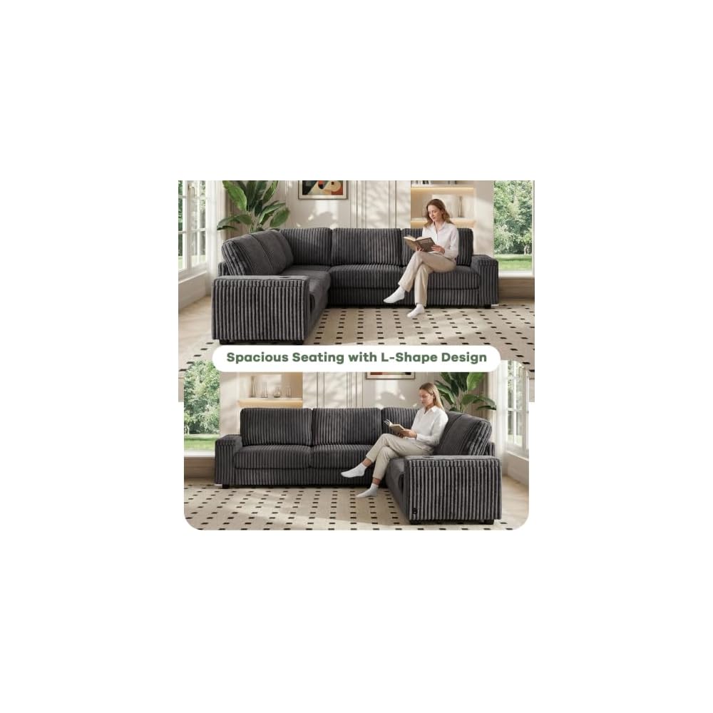 MAKIAAP 106" Oversized L-Shaped Sectional Couches for Living Room (Gray)