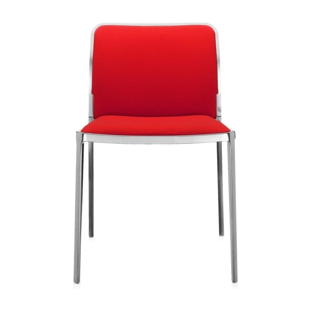 Kartell 5977/LG Audrey Soft Chair by Piero Lissoni, Pack of 2, Trevira Fabric Red