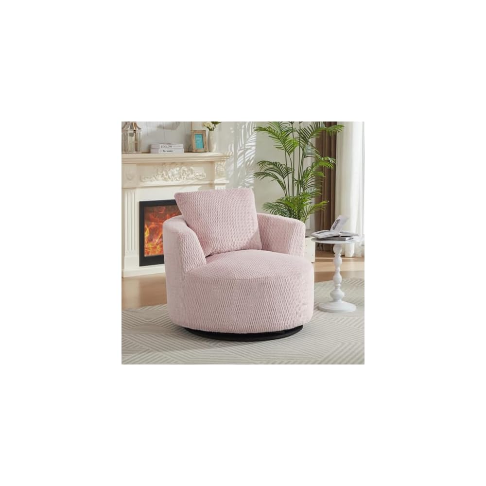 Compressible 360° Swivel Accent Chair, Stylish Plush Comfort, Sturdy Base, Versatile for Living Room, Office & Apartment (Dark Blue)