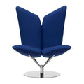 Modern Swivel Accent Chair Wingback Lounge Chair, Upholstered Fabric Single Sofa Chair with 360° Rotating Base for Living Room Bedroom Office (Blue)
