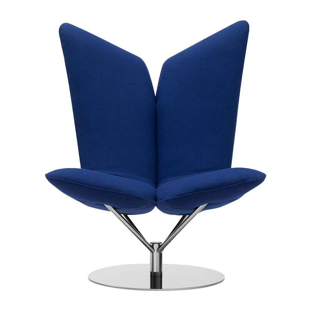 Modern Swivel Accent Chair Wingback Lounge Chair, Upholstered Fabric Single Sofa Chair with 360° Rotating Base for Living Room Bedroom Office (Blue)